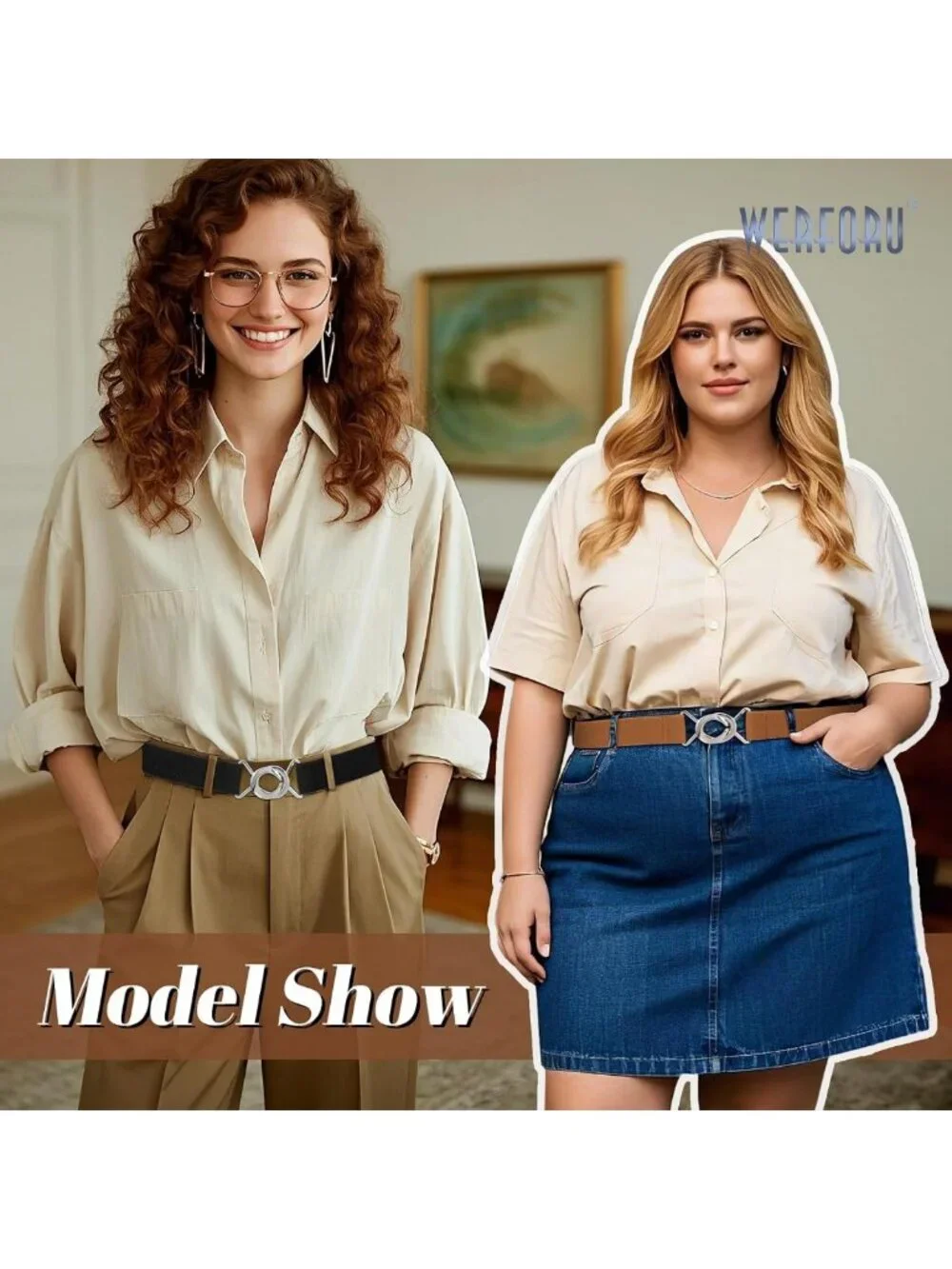 Women’s Skinny Elastic Waist Belt - Stretchy Thin Belt for Dresses & Jeans